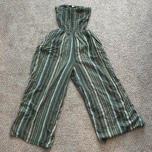 Aerie Striped Green and Blue Jumpsuit